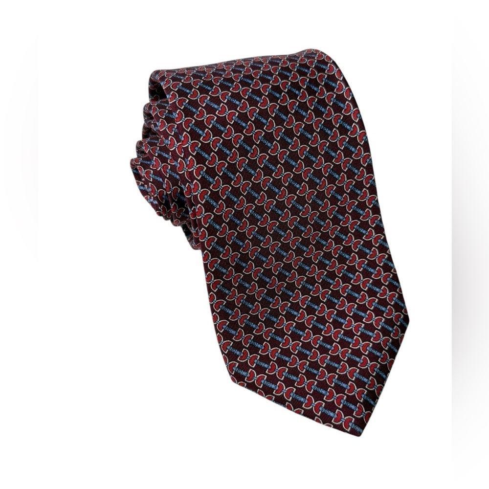Brooks Brothers Neck Tie Silk Makers and Merchants Chain Link Geo Print Business